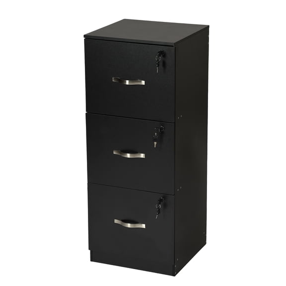 YINYUN Three-drawer vertical file cabinet with lockable drawer, letter size, suitable for home and small office use - Black