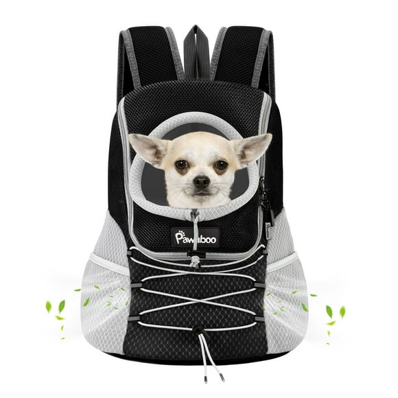 Pawaboo Sac à Dos de Transport pour Chien, Transporteur Frontal de Voyage pour Chiot et Chien pour Petits et Moyens Chiens Chats, Sac à Dos de Transport pour Chien Ajustable et Respirant avec Sa
