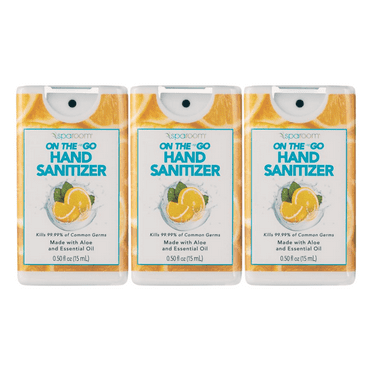 SpaRoom Hydrating Hand Sanitizer Travel Size Spray, 62% Alcohol with Aloe Vera & Essential Oils, Citrus, 0.5 Ounce (Pack of 3)