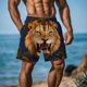thumbnail image 2 of Pantalones de Baño de Cintura Elástica de los Hombres Divertido Impresión Doble Bolsillo Cinco Puntos Pantalones Cortos de Playa de Verano Seco Rápido, 2 of 9
