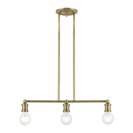 

Livex Lighting 3 Light Steel Linear Chandelier In Antique Brass Finish 47163-01