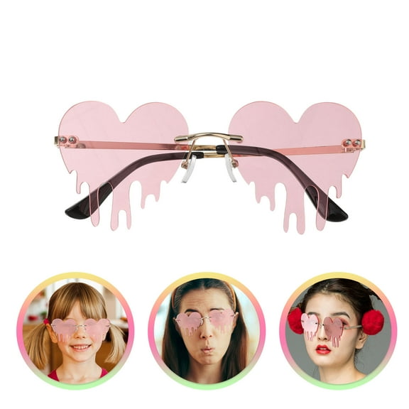 Worgeous 1 Pair Women Sunglasses Pink Metal Heart Shape UV Protection for Outdoor Use 5.89X5.03X0.39in