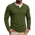 thumbnail image 2 of Kezqiaxn Cute Plus Size Tops Solid Fashion Stretchy Long Sleeve Pullover Button Up Shirt Men's Clothing 2026, 2 of 7