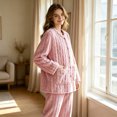 thumbnail image 6 of Textilo Women's Flannel Bed Jackets Long Sleeve Button Down V Neck Jacket with Pockets Fuzzy Fleece Jacket Coat Cozy Soft Lounge Warm Fall Winter 2026 Outerwear,Pink L, 6 of 6