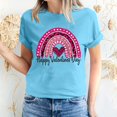 thumbnail image 1 of Meichang Hauts pour Femmes Chemise Tendance de la Saint-Valentin Hauts Mignons Imprimé Cœur Hauts de Vacances Manches Courtes Col Rond Décontracté Chandail Blouses, 1 of 5