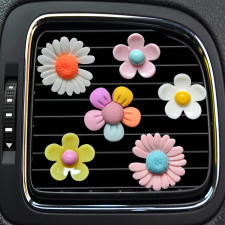 6 Pieces Flower Cute Car Vent Clips Car Decoration , Daisy Air Fresheners Car Clips, Dashboard Decorations, Girl Boho Car Accessories for Women Interior Decor (Mixed flowers)