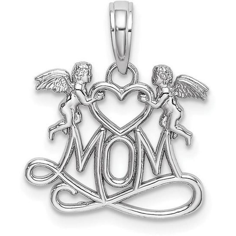 WellnessMarketer Religious Pendants 10k White Gold Polished Mom w