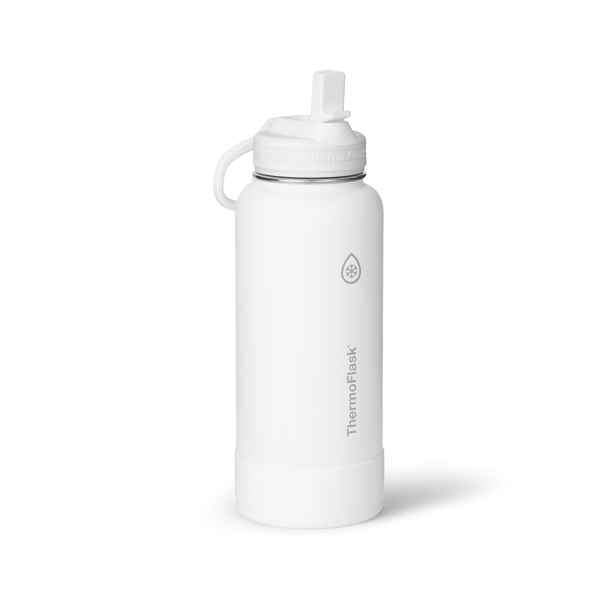 ThermoFlask Classics Insulated Stainless Steel Water Bottle with Leakproof Straw Lid, 32 oz, White