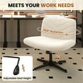 thumbnail image 3 of Yaheetech Fabric Swivel Desk Chair with No Arms and Extra Wide Seat, Beige, Ivory, 3 of 5