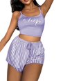 thumbnail image 1 of B91xZ Ensemble de Pyjama pour Femmes Classique à Enfiler Long en Satin Soyeux, Violet G, 1 of 5