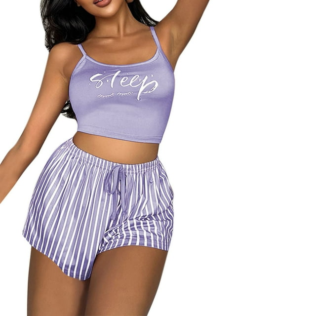 B91xZ Ensemble de Pyjama pour Femmes Classique à Enfiler Long en Satin Soyeux, Violet G