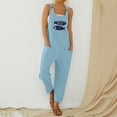 thumbnail image 2 of Savings Clearance 2025! asdoklhq Womens Maxi Dress Under $10,Women Casual Boho Fish Print Pocket Romper Long Playsuit Strap Button Jumpsuit, 2 of 5