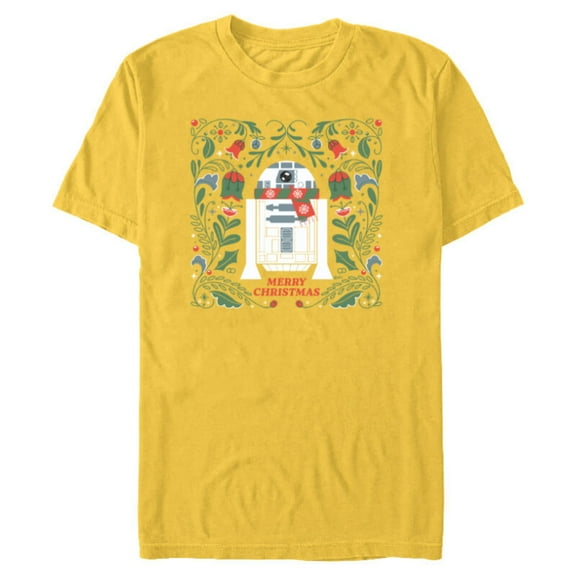 Star Wars R2D2 Merry Christmas - Short Sleeve Blended T-Shirt for Adults - Customized-Yellow