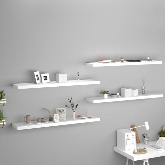 vidaXL Tablettes Murales Flottantes 4 Pcs Blanc 120x23,5x3,8 cm MDF