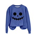 thumbnail image 6 of YVNAURA Halloween Sweatshirt for Women Letter Print Graphic Crewneck Long Sleeve Pullover Oversized Loose Fit Round Neck Spooky Season Casual Top 1 Pack, Blue,XXL, 6 of 8