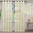 thumbnail image 5 of BNM Boho Rustic Striped Sheer Curtains, Set of 2, 52" x 63", Ivory, 5 of 5