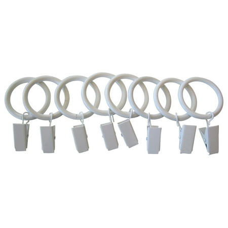 Urbanest Curtain Rings With Clips 1 3 8 Glossy White Set Of 8