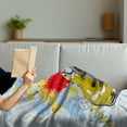 thumbnail image 3 of Art Soft Flannel Fleece Blanket, Abstract Musical Instrument Expressionist Artwork Stained and Tainted Background Print, Cozy Plush for Indoor and Outdoor Use, 50" x 70", Teal Yellow, by Ambesonne, 3 of 5