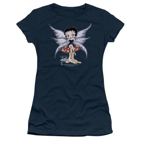 Betty Boop Mushroom Fairy S/S Junior Women's T-Shirt Sheer Navy
