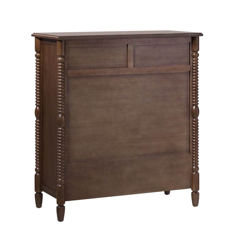 Walker Edison, Dresser, 5-Drawer, Solid Wood Spindle Dark Brown