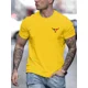 thumbnail image 4 of Camiseta de manga corta con cuello redondo y estampado de toro, informal, holgada, 100 % algodón, para verano para hombre, 4 of 4