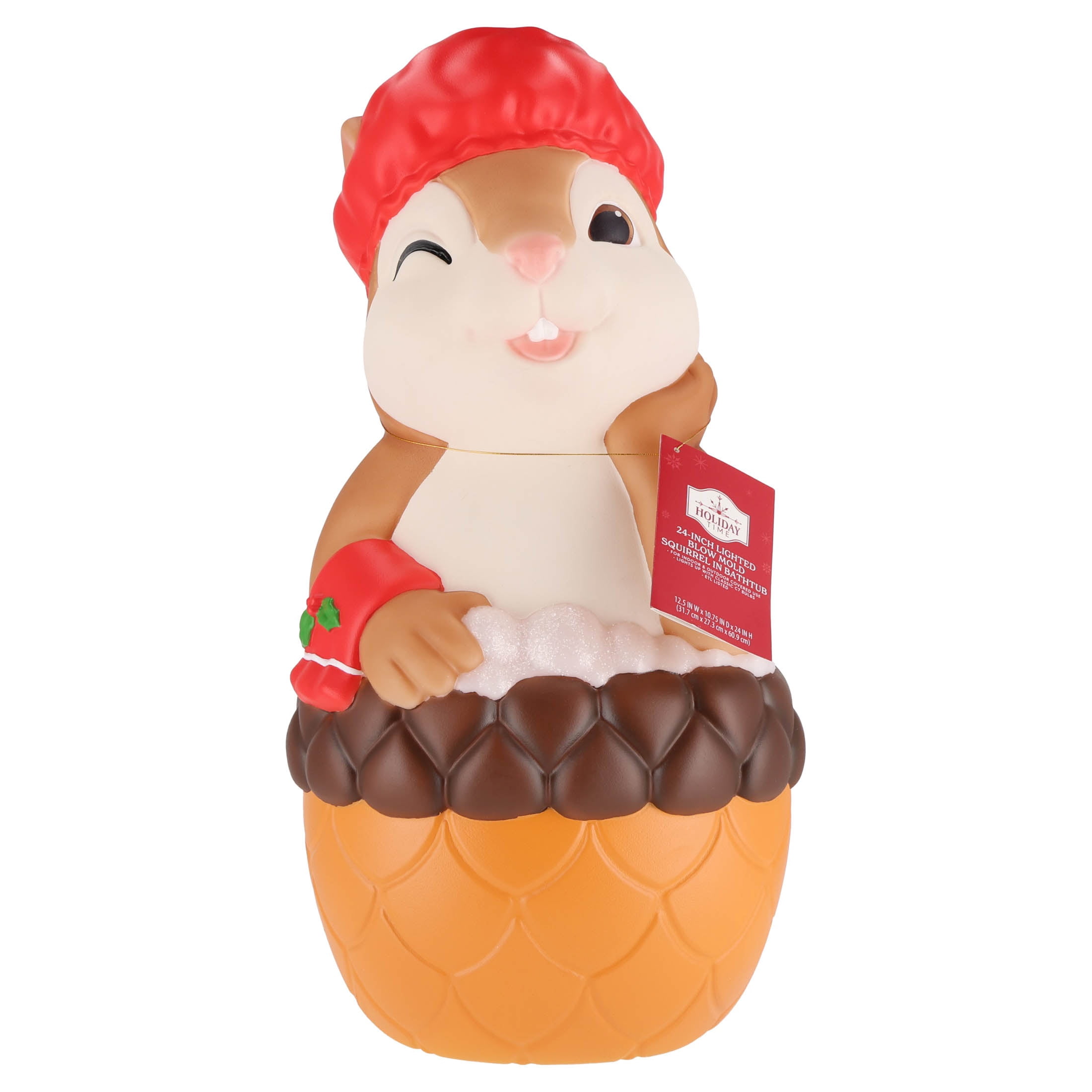 Lighted Blow Mold Squirrel in Bathtub Indoor/Outdoor Christmas Decoration, Multicolor, 25", by Holiday Time
