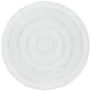 SAFAVIEH Cape Cod Salome Geometric Polyester Area Rug, Ivory, 5' x 5' Round