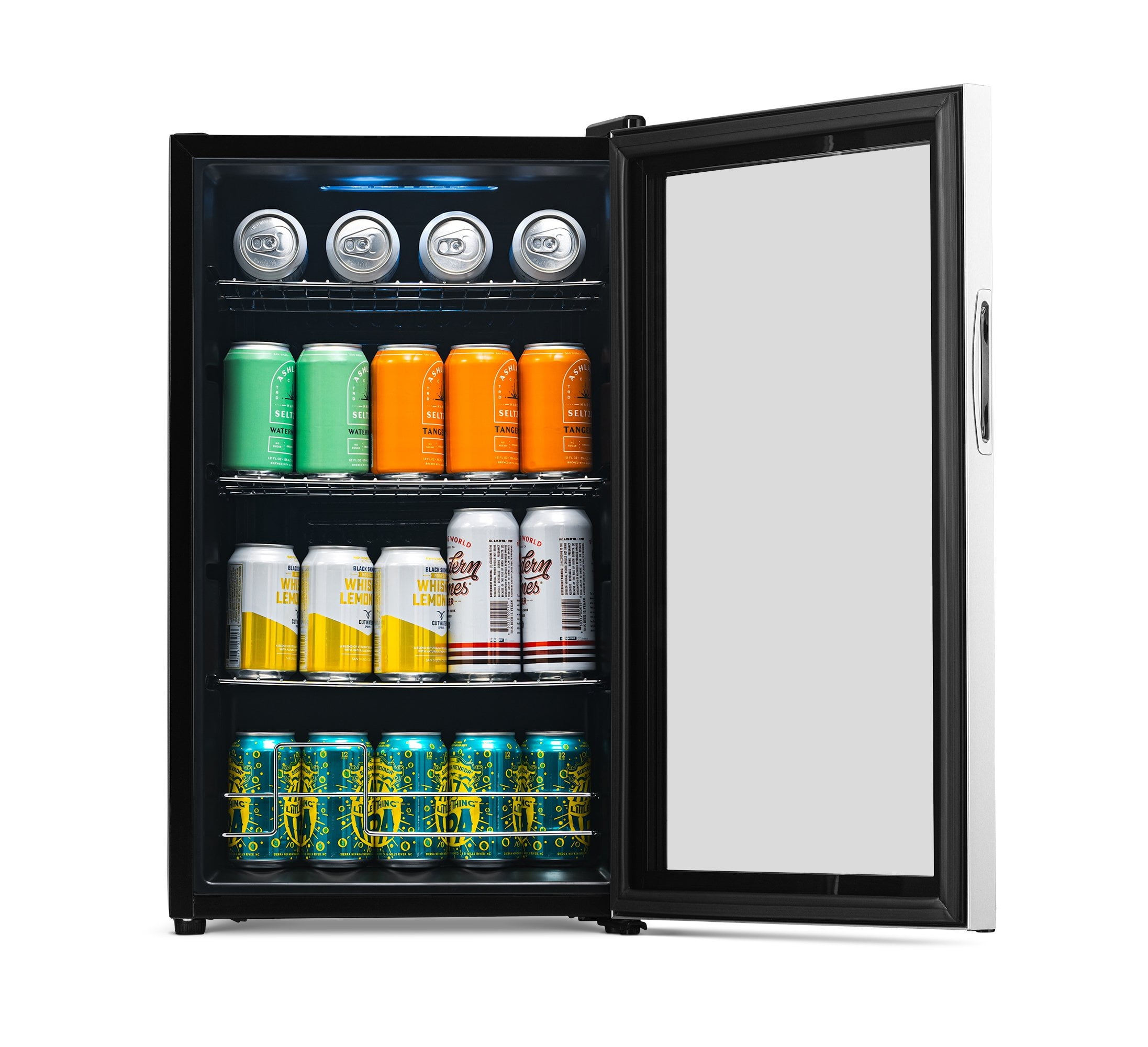 slim mini fridge glass door