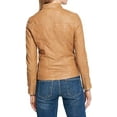 thumbnail image 2 of Women's Genuine Tan Lambskin Leather Jacket Motorcycle Biker Leather Jacket W697, 2 of 3