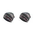 thumbnail image 4 of Maytalsory Bonnet Hijab Ethnique Imprimé Floral Turban Coloré Réglable Protection des Oreilles Accessoires de Style Bonnet Losange Bleu 2Set, 4 of 6