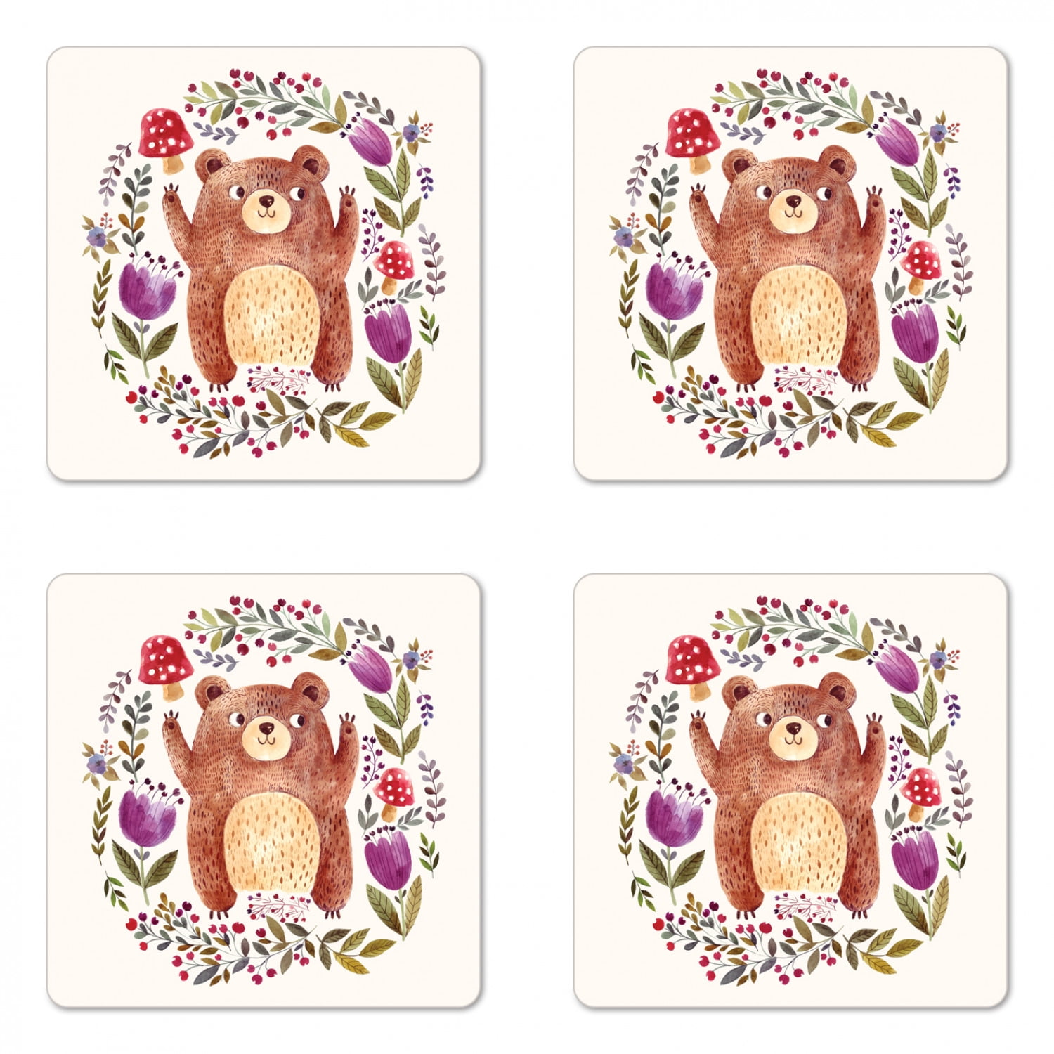 Cute Little Kitten Surrounded By Bubbles Set of 4 Coasters 