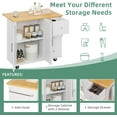 thumbnail image 5 of Sobaniilo Rolling Kitchen Island Cart with Folding Drop Leaf Breakfast Bar, Portable Trolley Island with Large Storage Cabinet, Shelf and Drawer, White, 5 of 7