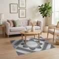 thumbnail image 3 of ODIKA 4'x6' Black White Halftone Gradient Geometric Washable Area Rug Contemporary Dotted Pattern with Central Circle Non-Slip, Chair-Friendly, Flatwoven for Home Office, Under Desk, 3 of 7