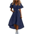 thumbnail image 2 of Penkiiy Women's Summer V-Neck Dress | Cotton-Like Linen Blend, Lightweight & Breathable | Trendy Casual & Vacation Essential S Navy, 2 of 6