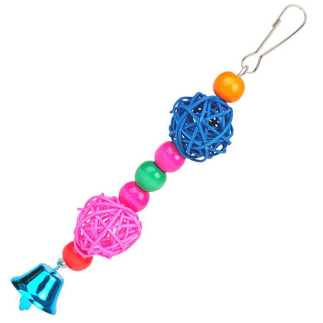 Bird Cage Toy Interactive Rattan Ball Hanging Parrot Bite Toy Parakeet Chew Toy