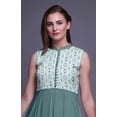 thumbnail image 5 of Bimba Dark Teal Green Geometric Anarkali Dress Mandarin Collar Sleeveless Kurtis for Women Print Maxi Dress X-Small, 5 of 6