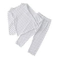 thumbnail image 1 of Odeerbi 2-12 Años Niños Niñas Seda Hielo Pijamas Lechuga Recorte Manga Larga Tops Pantalones Dos Piezas Conjunto Pijama Casa Polka, 1 of 9