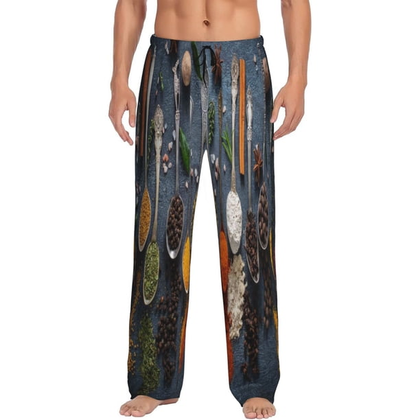Balery Various Herbs And Spices In Spoons Pantalones de pijama para hombre, pijama ultraligero, pantalón de descanso-Medium