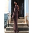 thumbnail image 6 of Female Fall Fashion Long Sleeve Maxi Dress Ribbed Knit Boat Neck Bodycon Casual Dresses Going Out Outfits Dark Brown S, 6 of 7