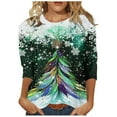 thumbnail image 1 of IROINID Chemises de Noël en Solde pour Femmes Blouse à Manches Longues Col Rond Imprimé, Blanc, 1 of 6