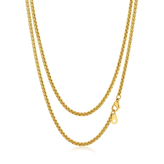 Suplight Men Chain Necklace Stainless Steel 2mm/3mm/6mm/8mm 18"-28" Box Chain Gift for Men