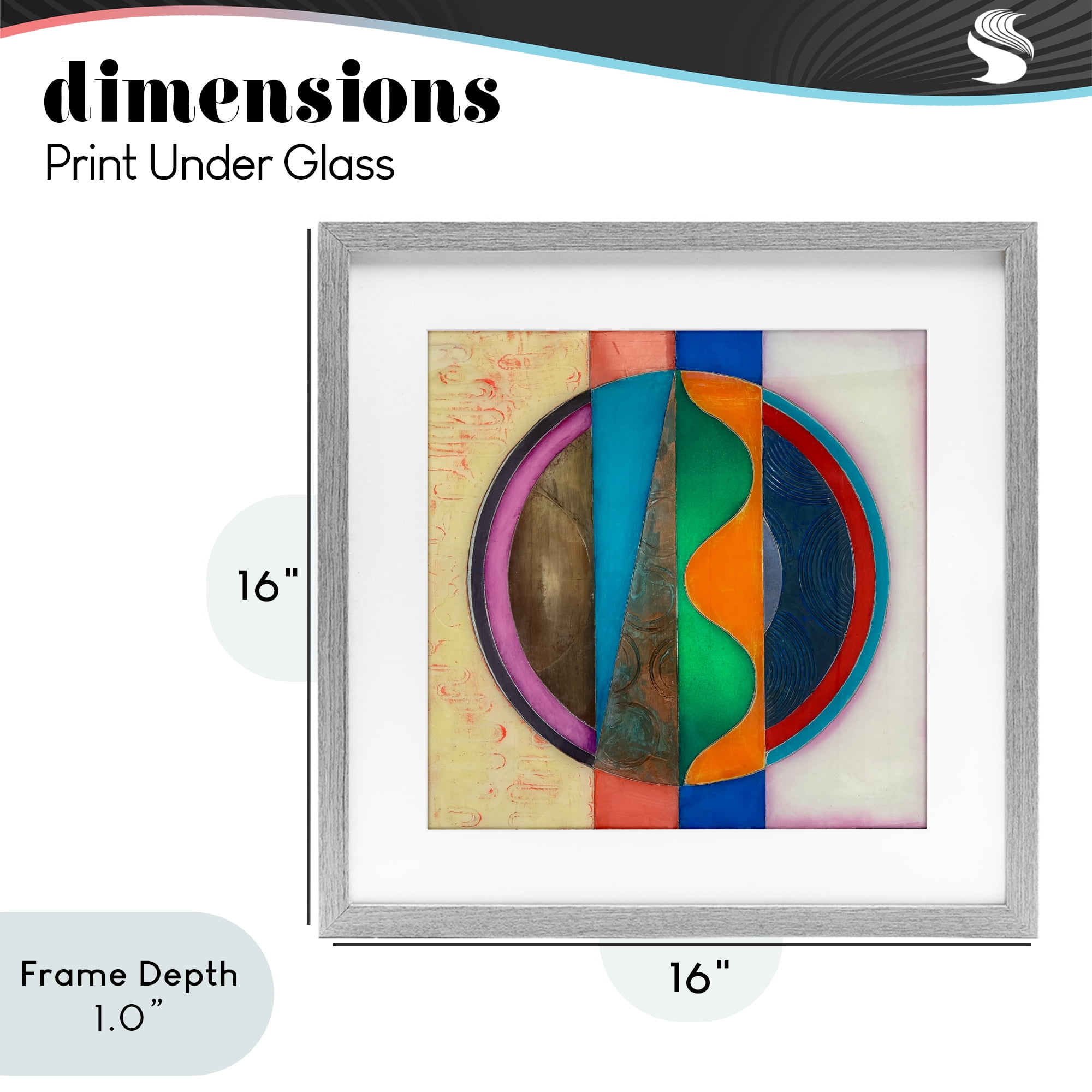 Stupell Industries Circle with Intersecting Waves Gray Framed Print Under Glass, design by Matthew Finger