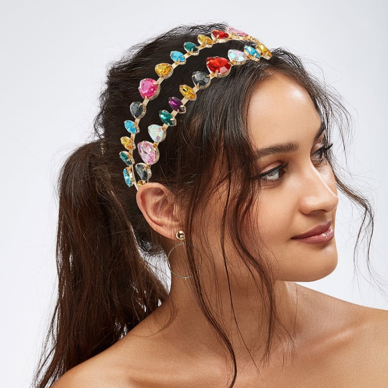 Unique Bargains Metal Colorful Glass Faux Crystal Hairband  display picture 3