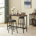 thumbnail image 3 of HSUNNS Bar Table with Stools Set of 2, Industrial 3 Piece Counter Height Small Dining Sofa Table and Chairs for Kitchen Breakfast Nook Small Space Restaurant, Brown, 3 of 11