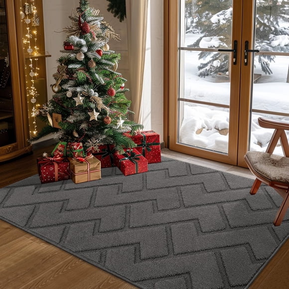 Felpudo Hicorfe para interiores, con respaldo de goma, antideslizante, 90 x 150 cm, color gris