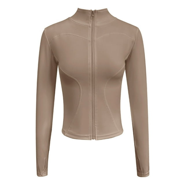FAIWAD Veste Athlétique pour Femmes Manches Longues Zip Slim Extensible avec Trous pour les Pouces