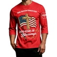 thumbnail image 3 of Havenx 250th Anniversary Usa Shirt for Men Crewneck Three-quarter Sleeve Shirts American Flag Design Fun Graphic T-Shirt Freedom We the People Classic Summer Tee Tops,Red L, 3 of 5