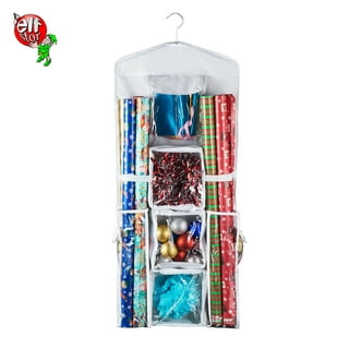 YOREPEK Wrapping Paper Storage Containers with 3 Interior Pocket, Durable  Gift Wrap Organizer Storage Box Fits 27 Standard Rolls, Underbed Christmas