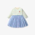 thumbnail image 2 of Zesgjue Toddler Girls Autumn Winter Fashion Heart Shape Printed Long Sleeve Tulle Dress Princess Dress Children's Clothing Sizes 1-2 Years, Blue, 2 of 6