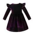 thumbnail image 2 of IBTOM CASTLE Toddler Baby Girls Velvet Tutu Dress Pageant Party Gown Kids Fall Winter Ruffle Long Sleeve Princess Christmas Birthday Party Wedding Evening Dress 9-12 Months Purple, 2 of 8